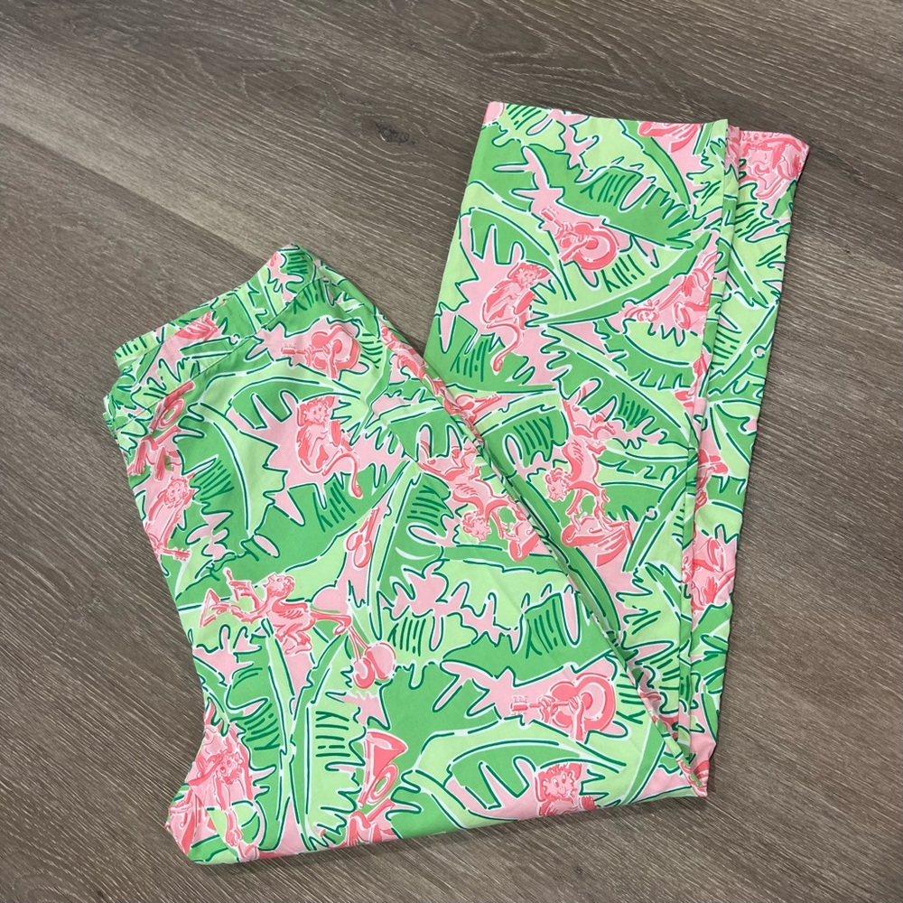 Lilly Pulitzer Green Musical Monkeys Capris Pants